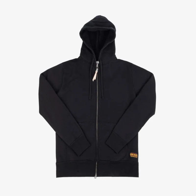 Image showing the IHSW-10-BLK - 14oz Ultra Heavyweight Cotton Zip Up Hoodie Black which is a Sweatshirts described by the following info IHSALE, Iron Heart, Released, Sweatshirts, Tops and sold on the IRON HEART GERMANY online store