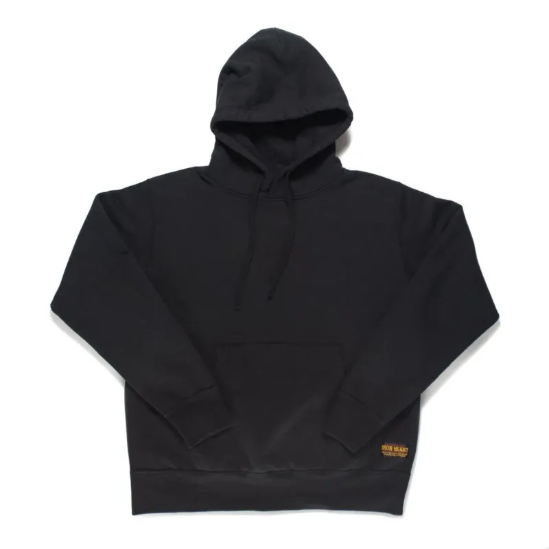 Image showing the IHSW-49-BLK - Heavyweight Hoodie Black which is a Sweatshirts described by the following info IHSALE_M23, Iron Heart, Released, Sweatshirts, Tops and sold on the IRON HEART GERMANY online store