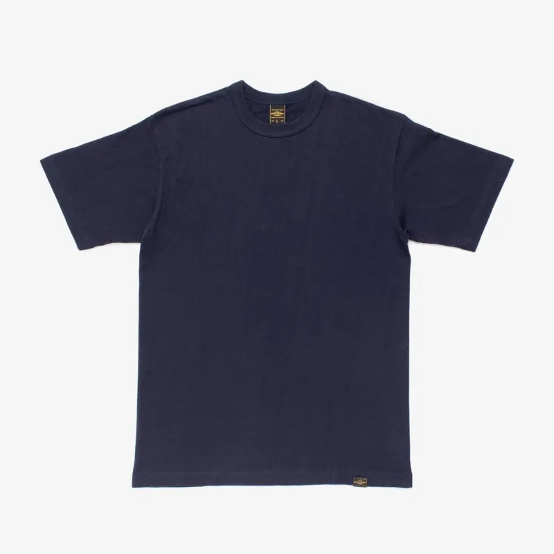Image showing the IHT-1610L-NAV - 6.5oz Loopwheel Crew Neck T-Shirt Navy which is a T-Shirts described by the following info Iron Heart, Released, T-Shirts, Tops and sold on the IRON HEART GERMANY online store