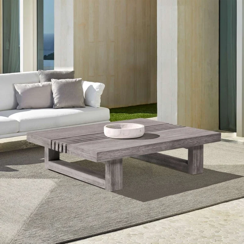 Vivid Outdoor Patio Coffee Table in Gray Eucalyptus Wood By Armen Living | Outdoor Tables | Modishstore