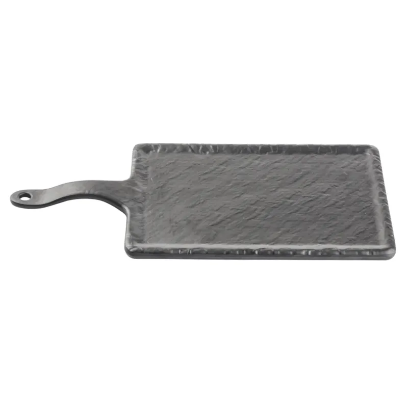 TableCraft Frostone Collection Rectangular Serving Paddle, Black Slate Melamine, FINAL SALE