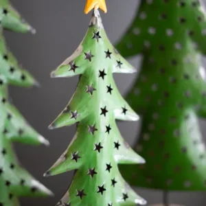 Recycled Iron Christmas Trees On Wood Bases Set Of 3 By Kalalou | Christmas Trees | Modishstore