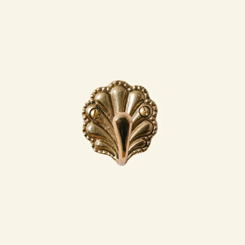 Shell Hook Single, Lacquered Brass