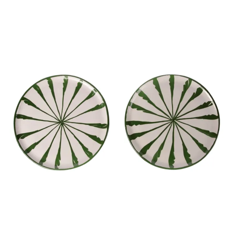 Green Candy Cane Ceramic Dinner Plates