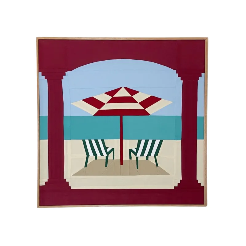 Deckchairs On The Beach Original Quilted Artwork