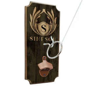 CUSTOMIZABLE Wall Mounted Ring Toss Game with Bottle Opener - Emblem Monogram Design