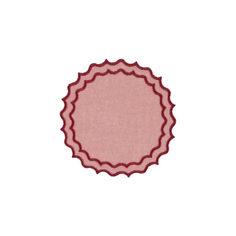 Coaster/Bread Plate Mat Navy, Salmon with Red