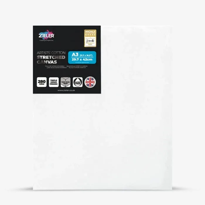 Zieler A3 Blank Stretched Canvas 280gsm Triple Primed