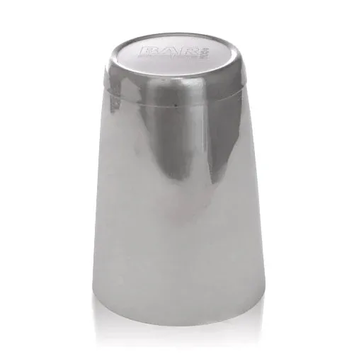 A 16 oz. stainless steel weighted cocktail shaker with a reinforced bottom.