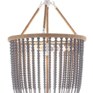 Safavieh Angie 3 Light Grey 18-Inch Dia Beaded Pendant - Grey | Pendant Lamps | Modishstore