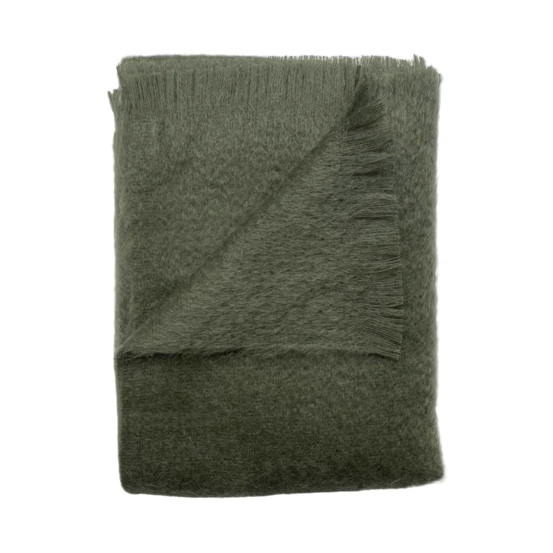 Albie Mohair Blanket Olive Green