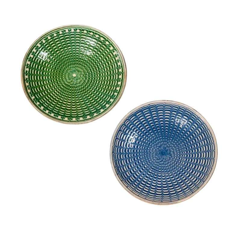 Artisanal Ceramic Hand Painted Plates Set of Two