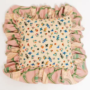 "Frilly Fancy" cushion in Peony Pink
