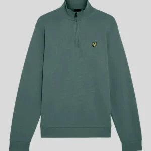 Flat shot of Everyday 1/4 Zip Cotton Sweatshirt in Silver Pine