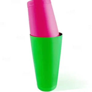 BarConic® Cocktail Shaker Set - 28oz / 18oz Weighted Tins - Neon Green / Neon Pink