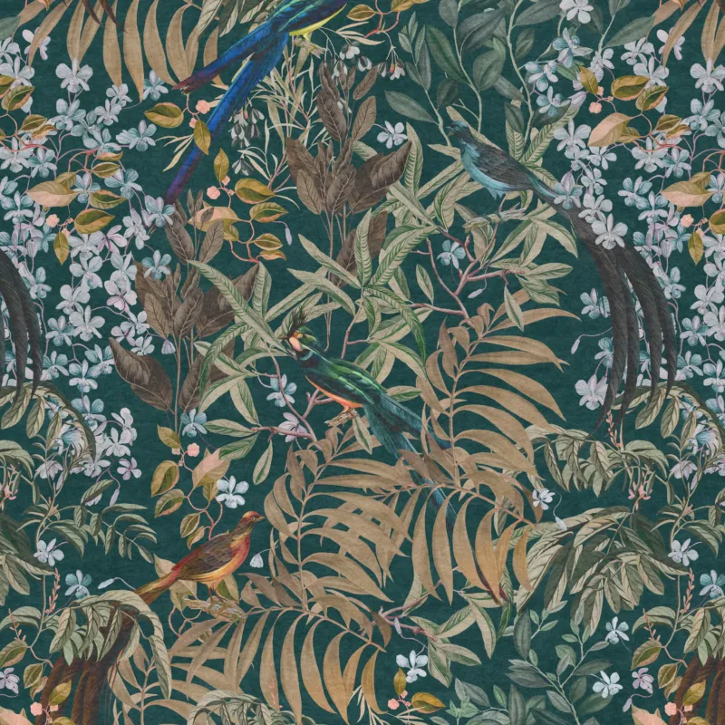 Resplendent Woods Linen Fabric - Forest