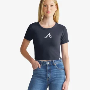 ATLANTA BRAVES MICRO EMBROIDERED '47 BABY RIB TEE WOMENS