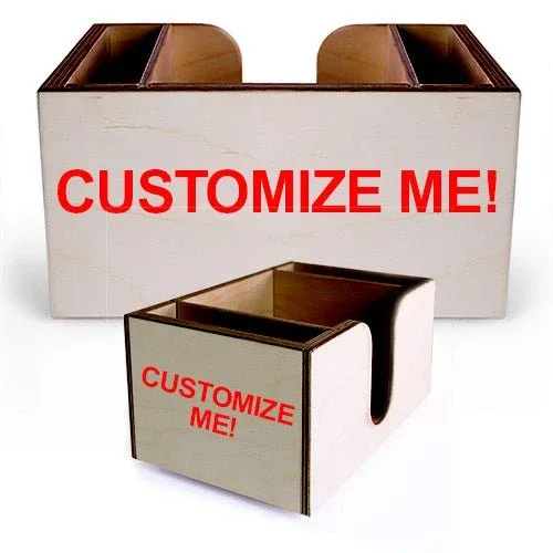 Customizable Wooden Bar Caddy w/ Walnut Stained Interior - Bar Products - Napkin Caddy